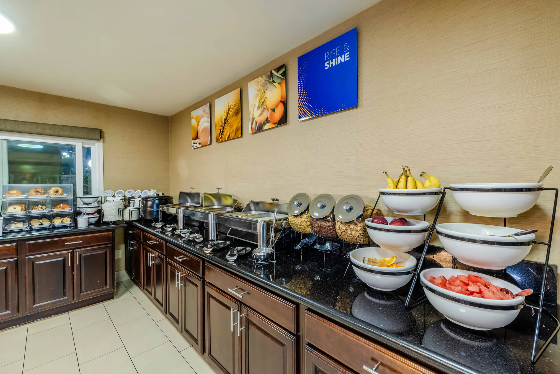 Breakfast Buffet with Fresh Fruit and Cereal